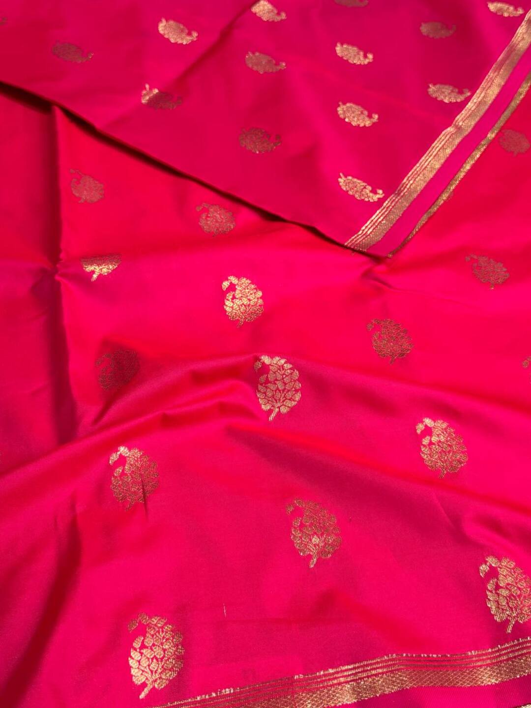 Hot Pink Cotton Silk Saree