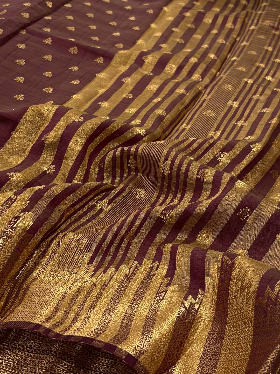 Plum Purple Tussar Cotton Saree