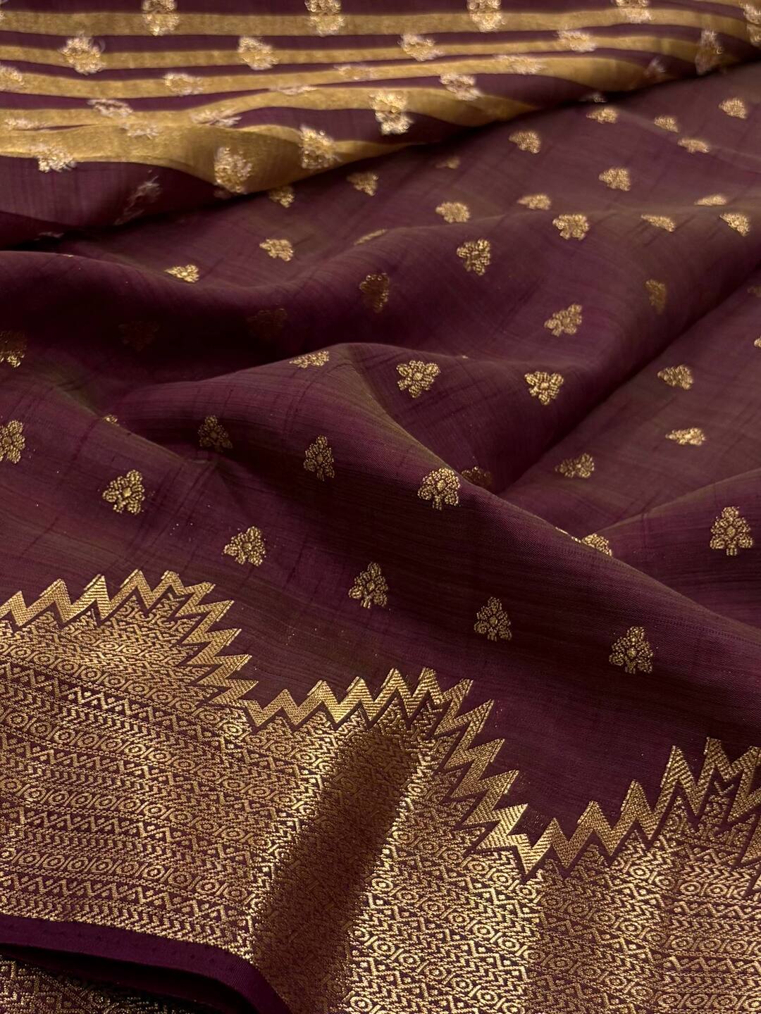 Plum Purple Tussar Cotton Saree