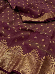 Plum Purple Tussar Cotton Saree