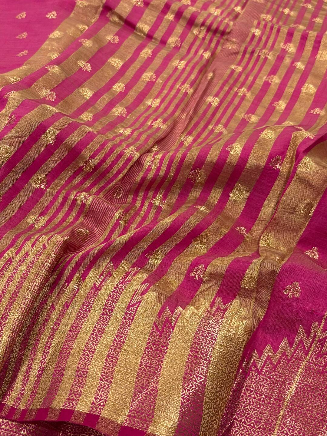 Hot Pink Tussar Cotton Saree