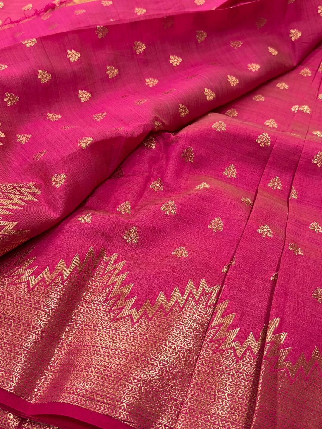 Hot Pink Tussar Cotton Saree