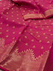 Hot Pink Tussar Cotton Saree