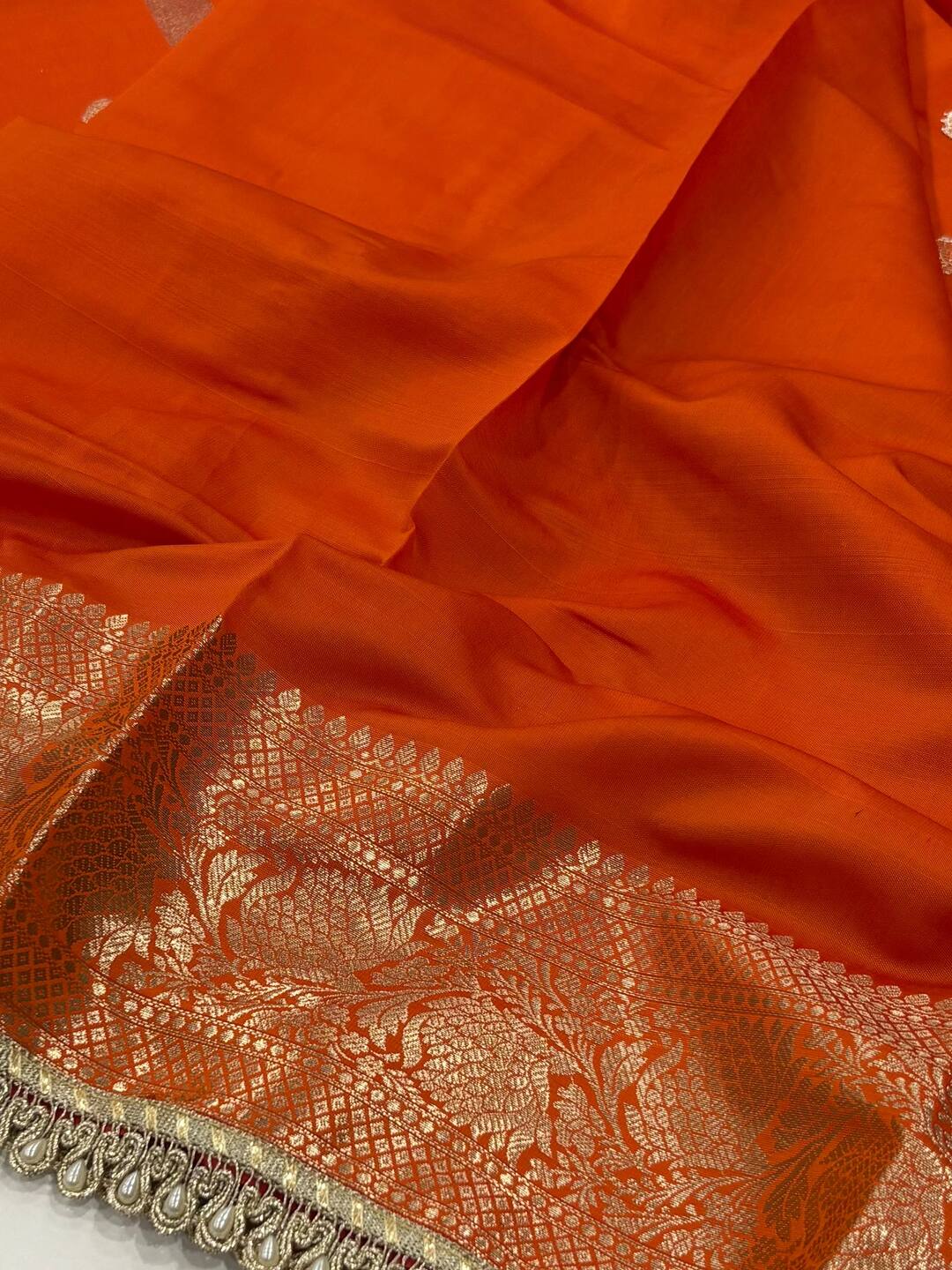 Orange Banaras Cotton Silk Saree