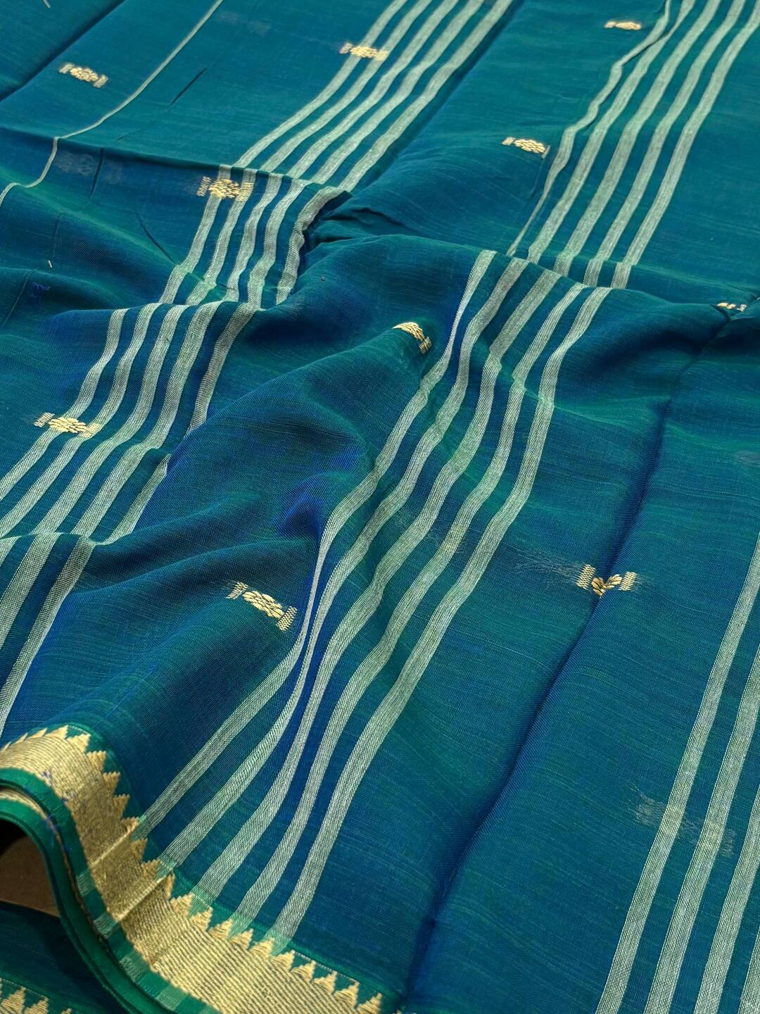 Light Peacock Blue Narayanpet Cotton Saree