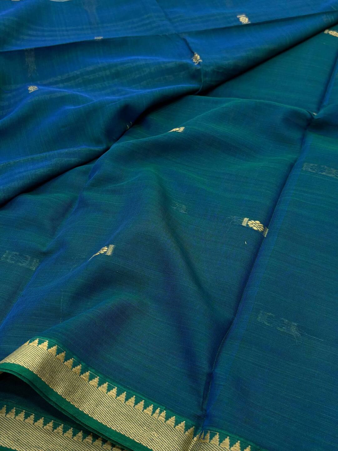 Light Peacock Blue Narayanpet Cotton Saree