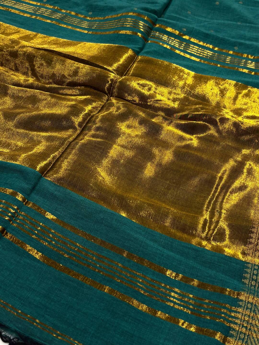 Teal Green Soft Cotton Saree