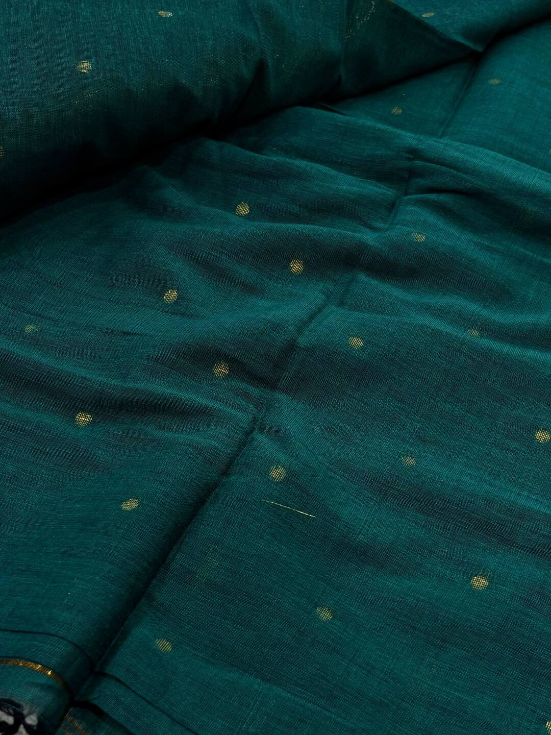 Teal Green Soft Cotton Saree