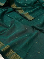Teal Green Soft Cotton Saree
