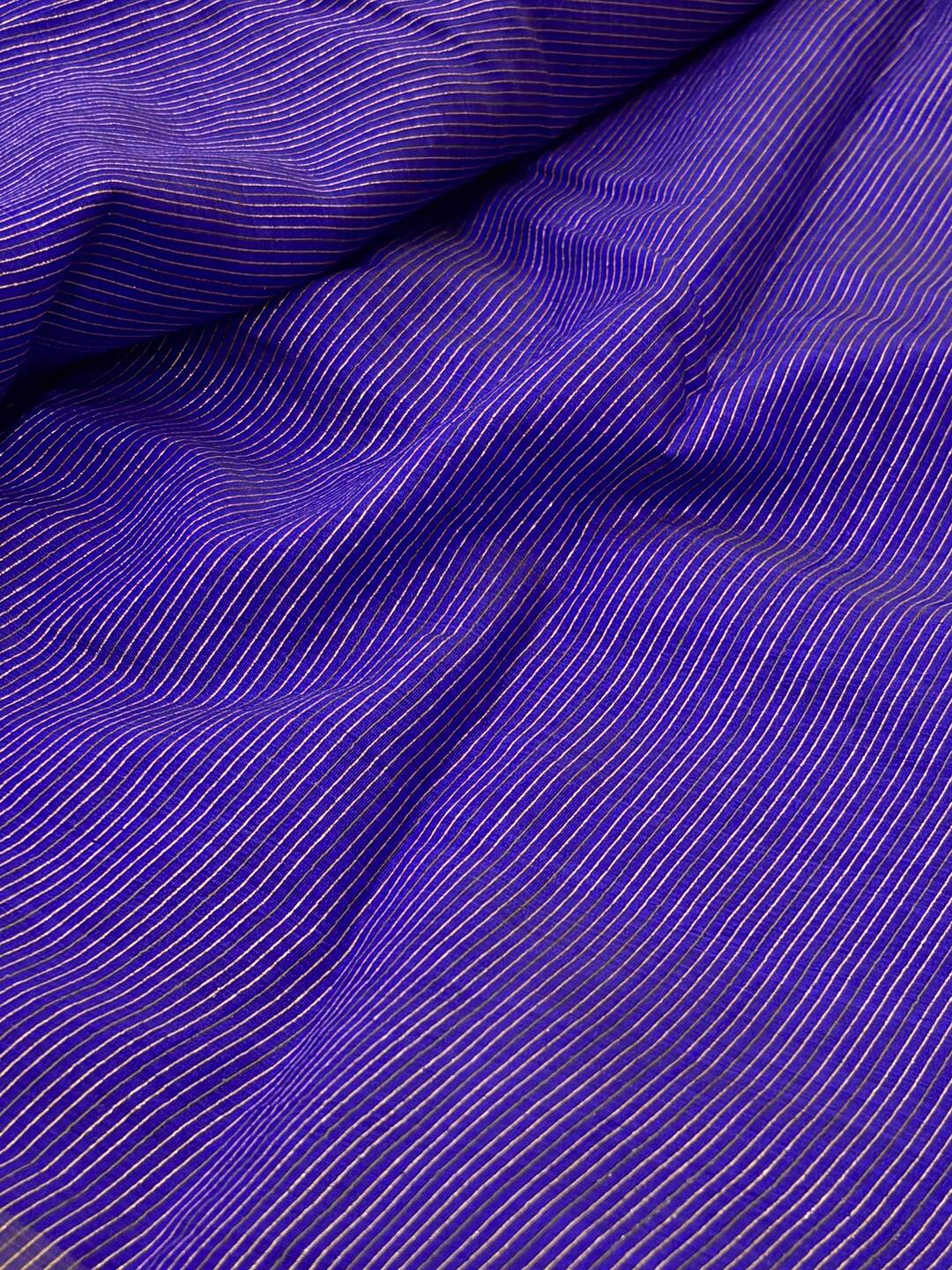 Royal Blue Checked Tussar Cotton Saree