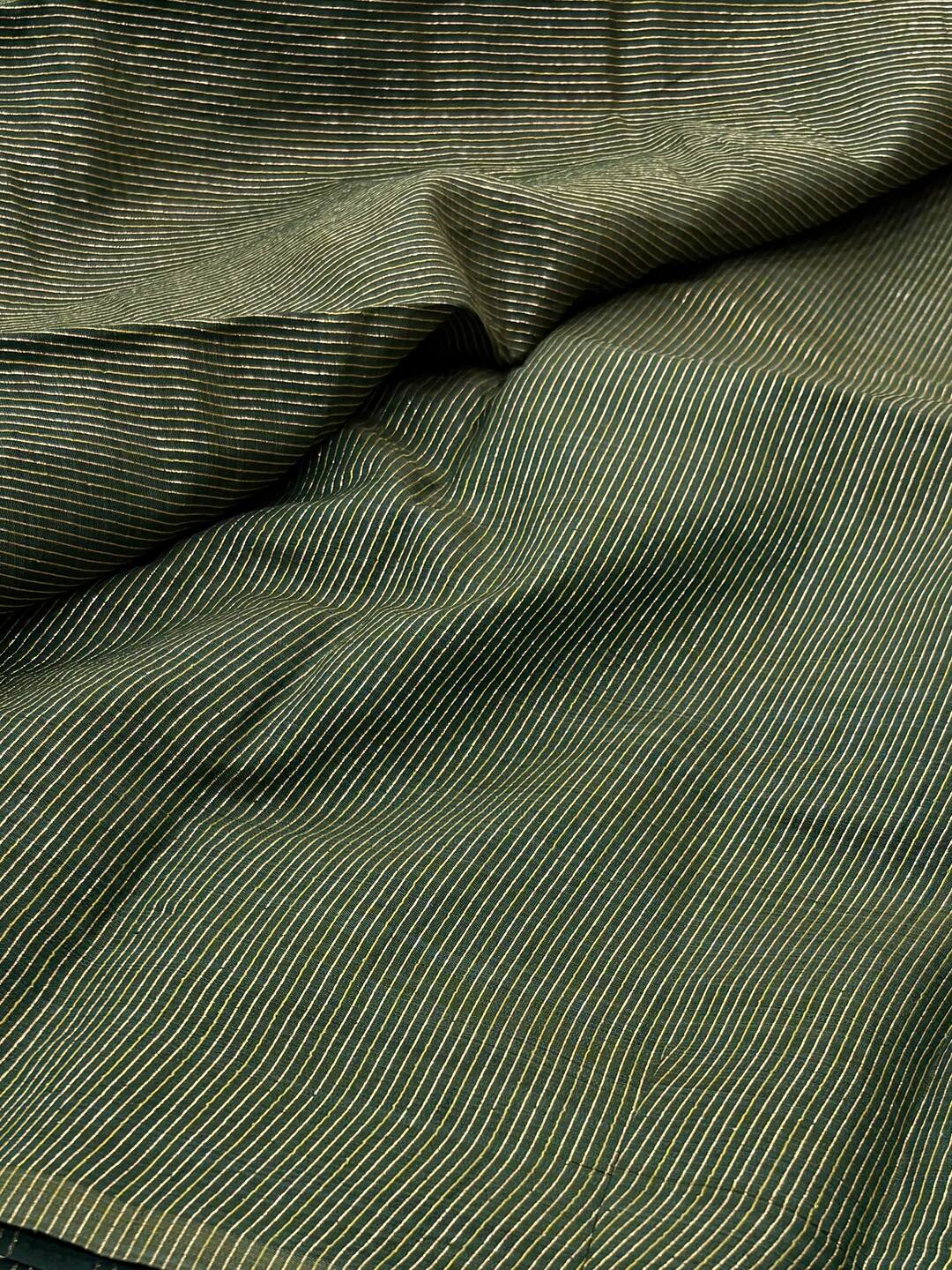 Emerald Green Checked Tussar Cotton Saree