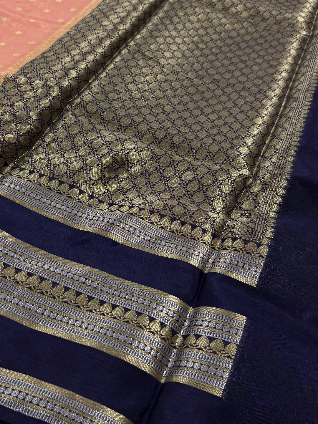 Baby Pink Banaras Cotton Silk Saree