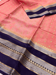 Baby Pink Banaras Cotton Silk Saree
