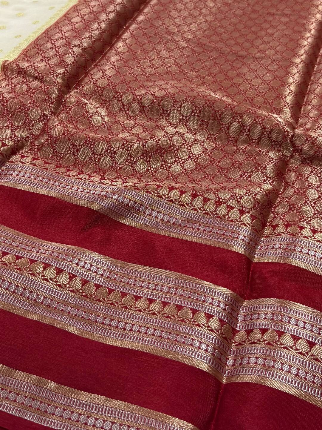 White Banaras Cotton Silk Saree