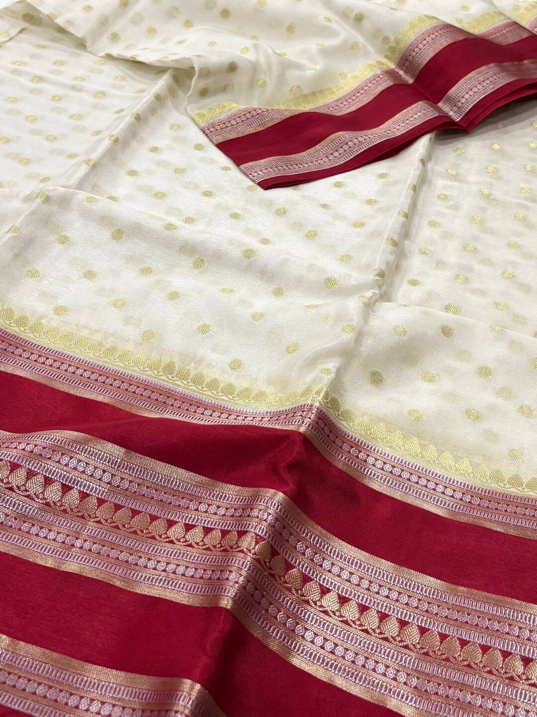 White Banaras Cotton Silk Saree