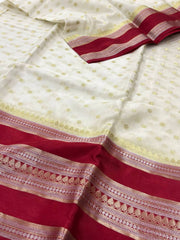 White Banaras Cotton Silk Saree