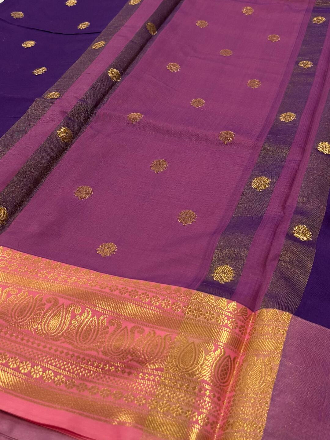 Violet Purple Banaras Cotton Silk Saree