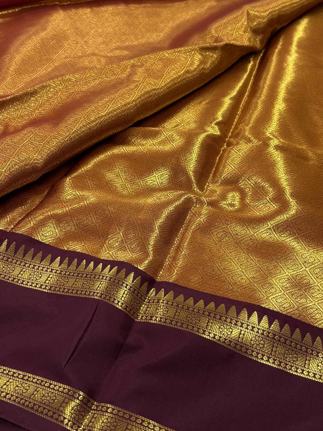 Burnt Orange Cotton Silk Saree