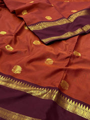 Burnt Orange Cotton Silk Saree