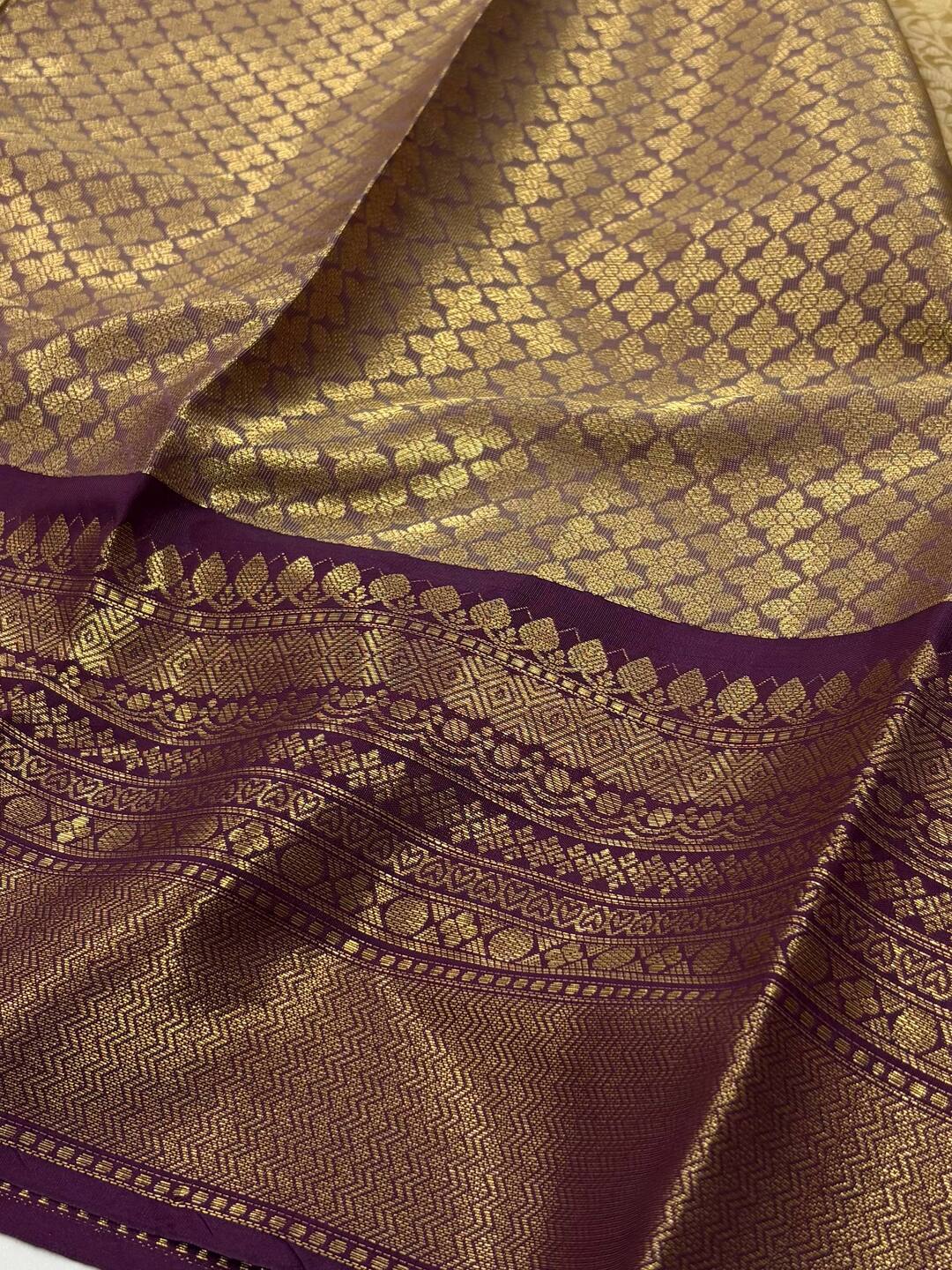 Golden Off White Tissue Banaras Cotton Silk Saree