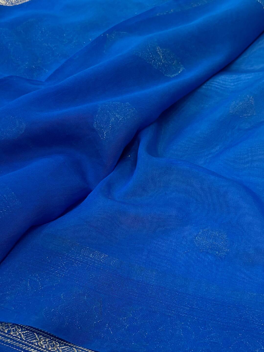 Dusty Blue Banaras Cotton Silk Saree