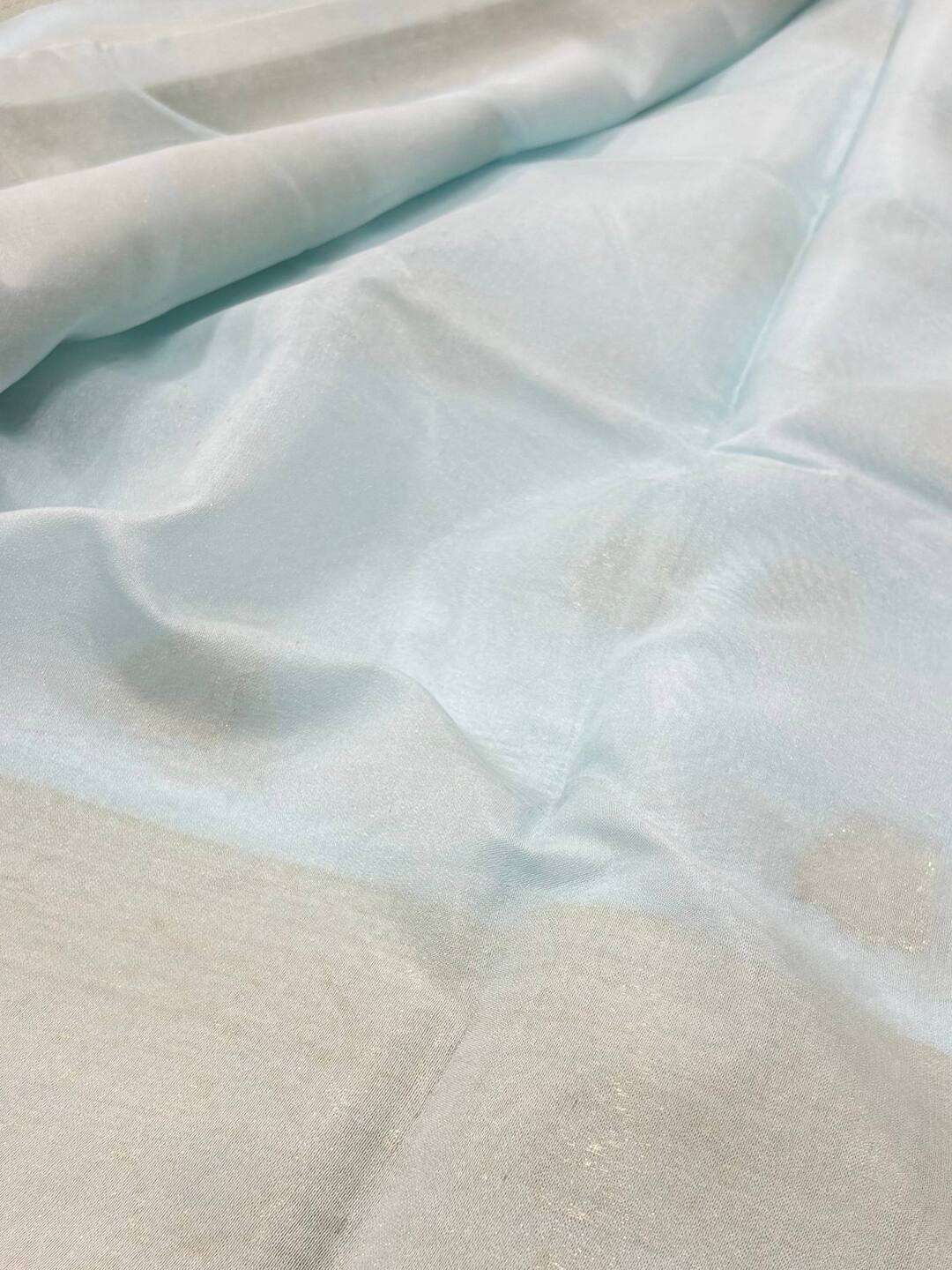 Pastel Blue Banaras Cotton Silk Saree