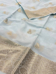 Pastel Blue Banaras Cotton Silk Saree