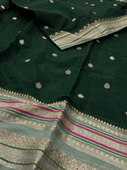 Emerald Green Banaras Cotton Silk Saree