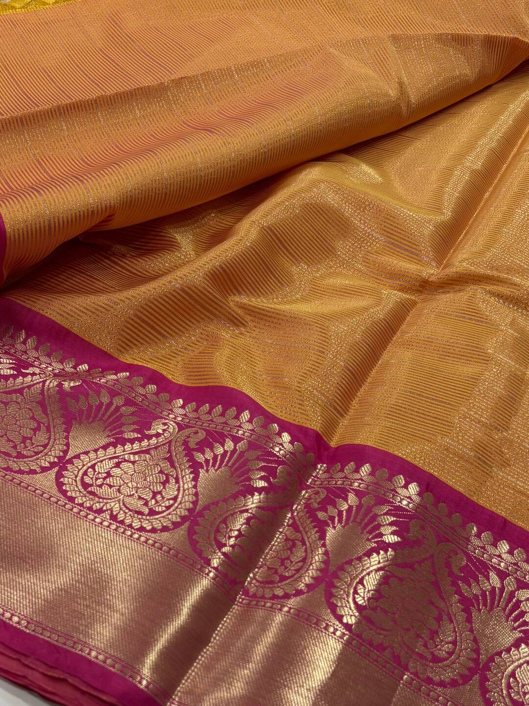 Yellow Checked Cotton Silk Saree