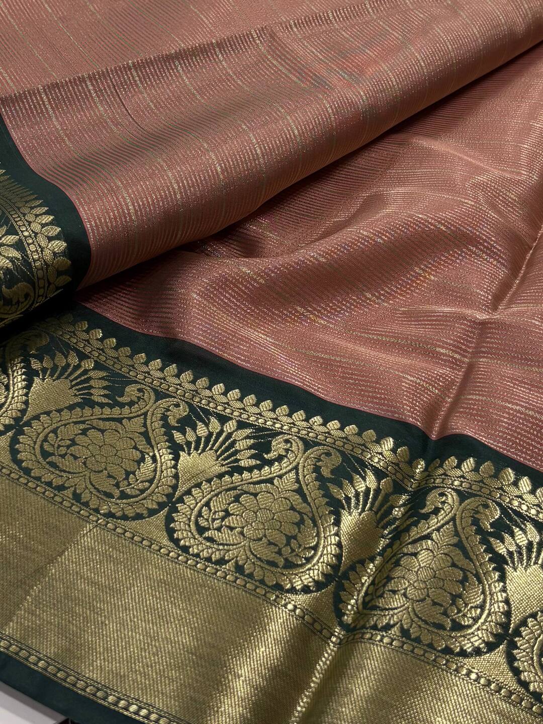 Coral Pink Checked Cotton Silk Saree