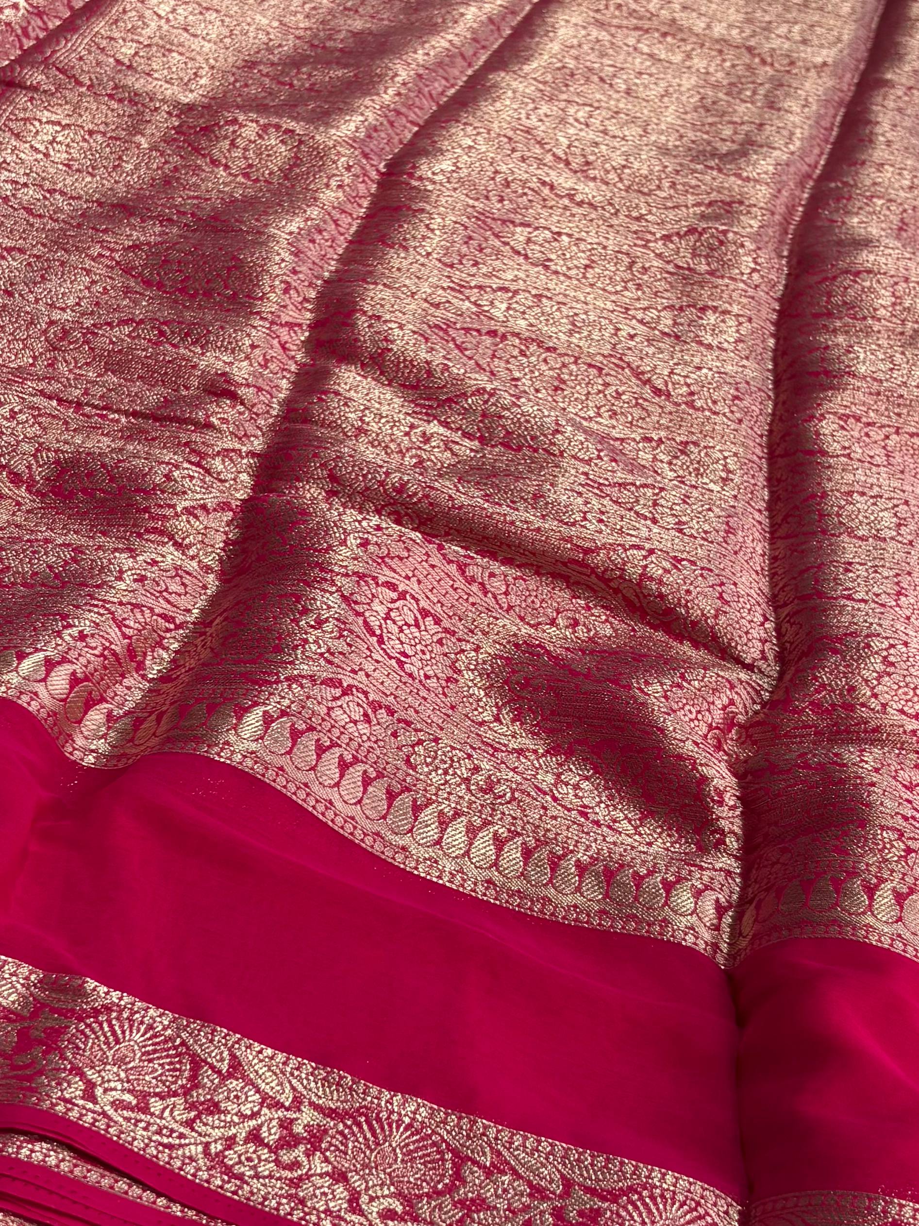 Hot Pink Chiffon Silk Saree