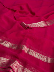 Hot Pink Chiffon Silk Saree
