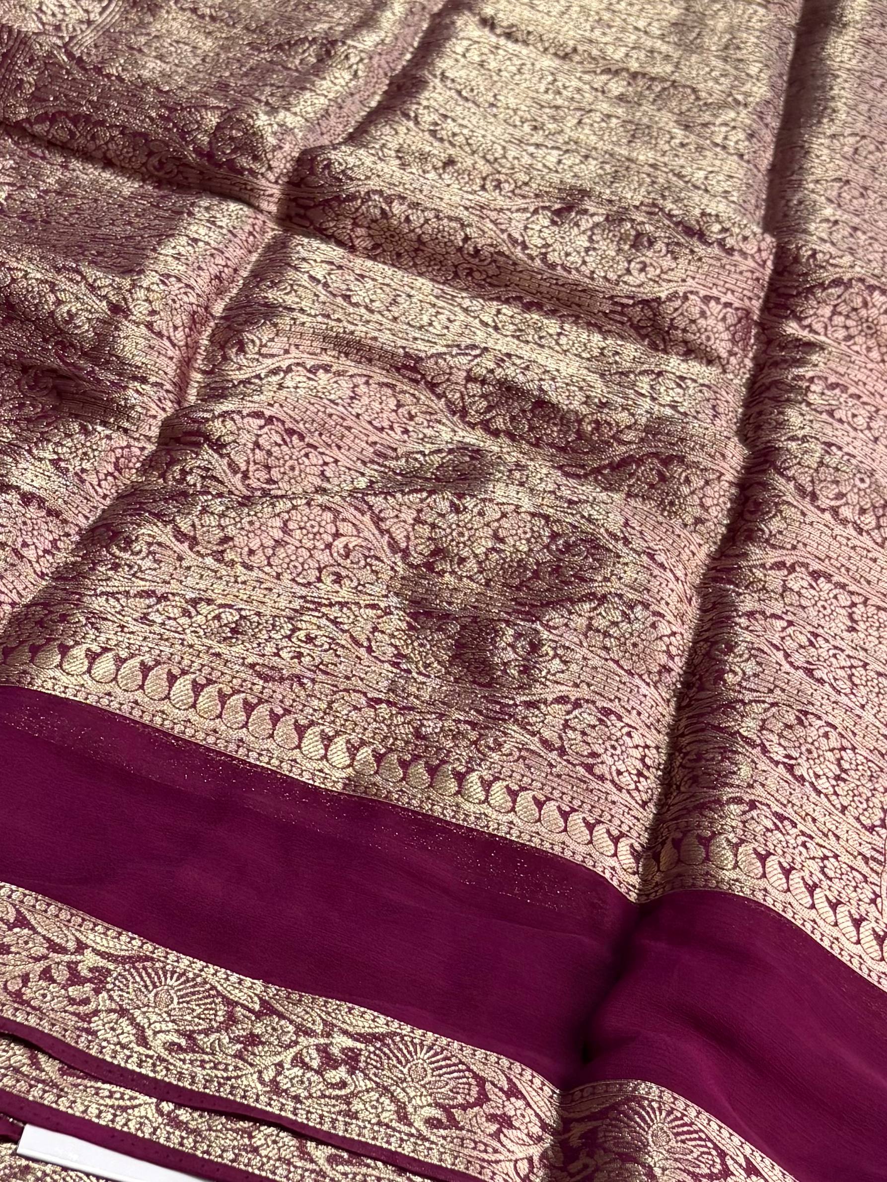 Plum Purple Chiffon Silk Saree