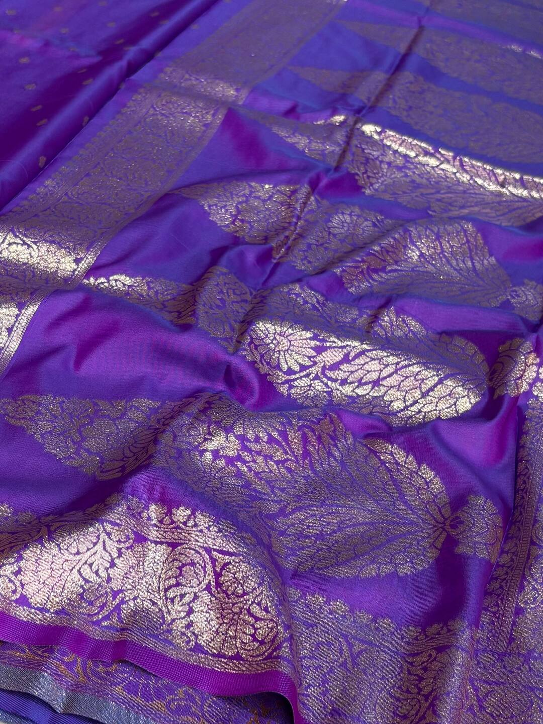 Violet Purple Cotton Silk Saree