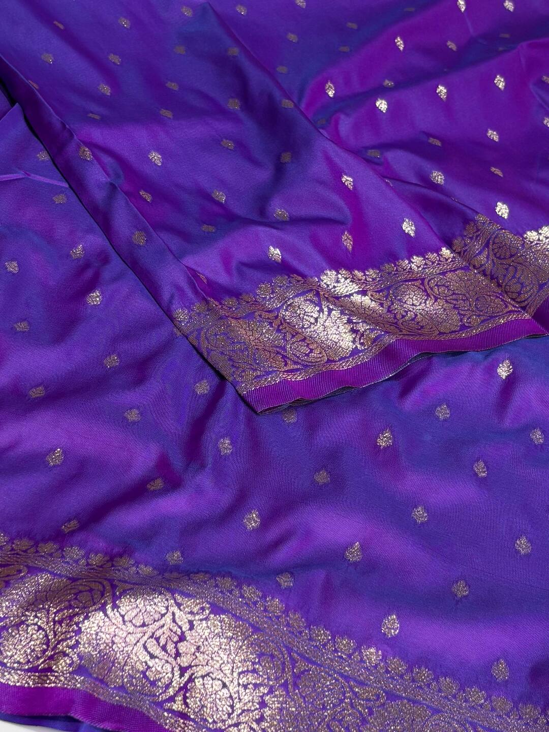 Violet Purple Cotton Silk Saree
