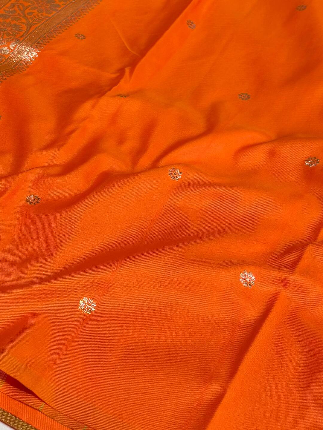 Orange Cotton Silk Saree