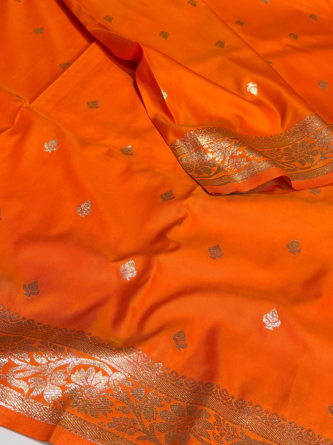 Orange Cotton Silk Saree