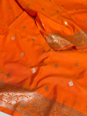 Orange Cotton Silk Saree