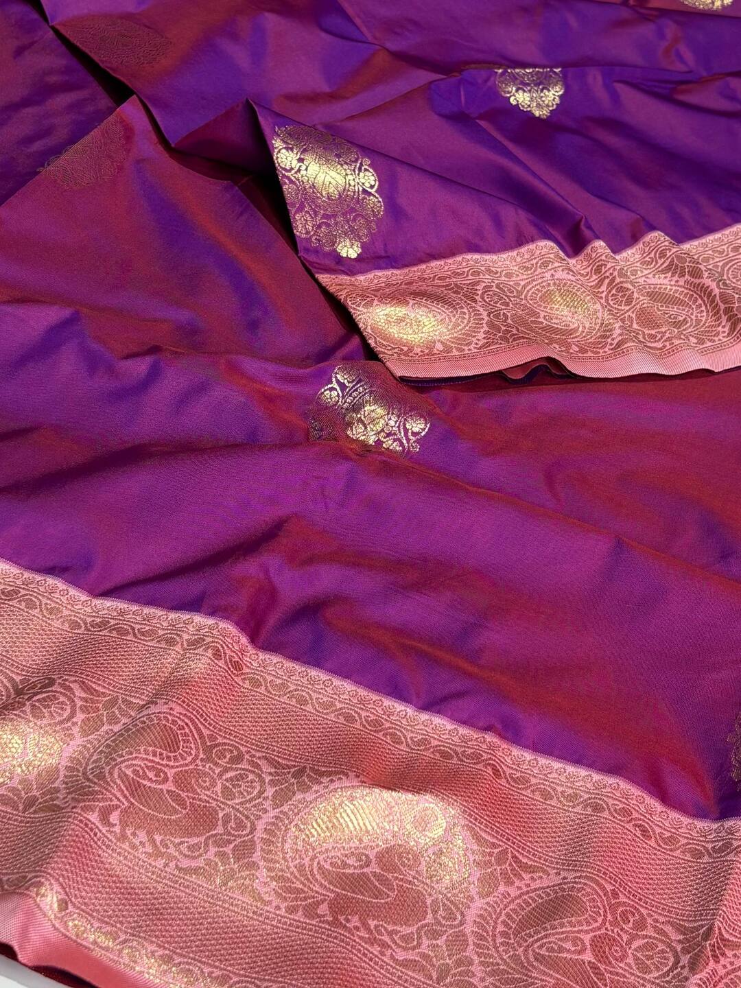 Dual Tone Purple Cotton Silk Saree