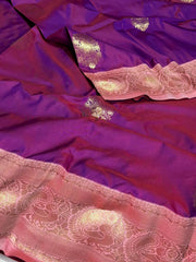 Dual Tone Purple Cotton Silk Saree