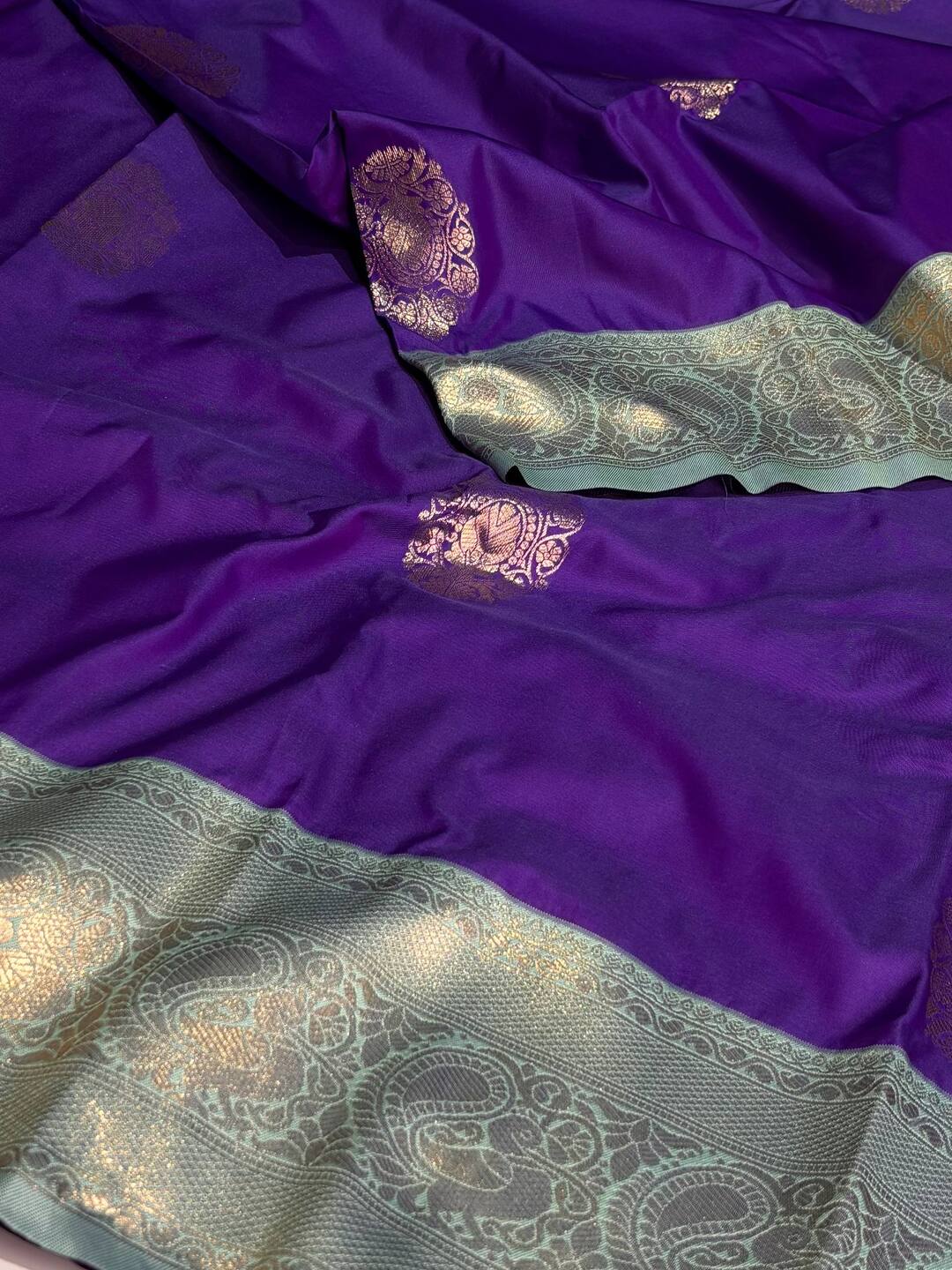 Violet  Purple Cotton Silk Saree