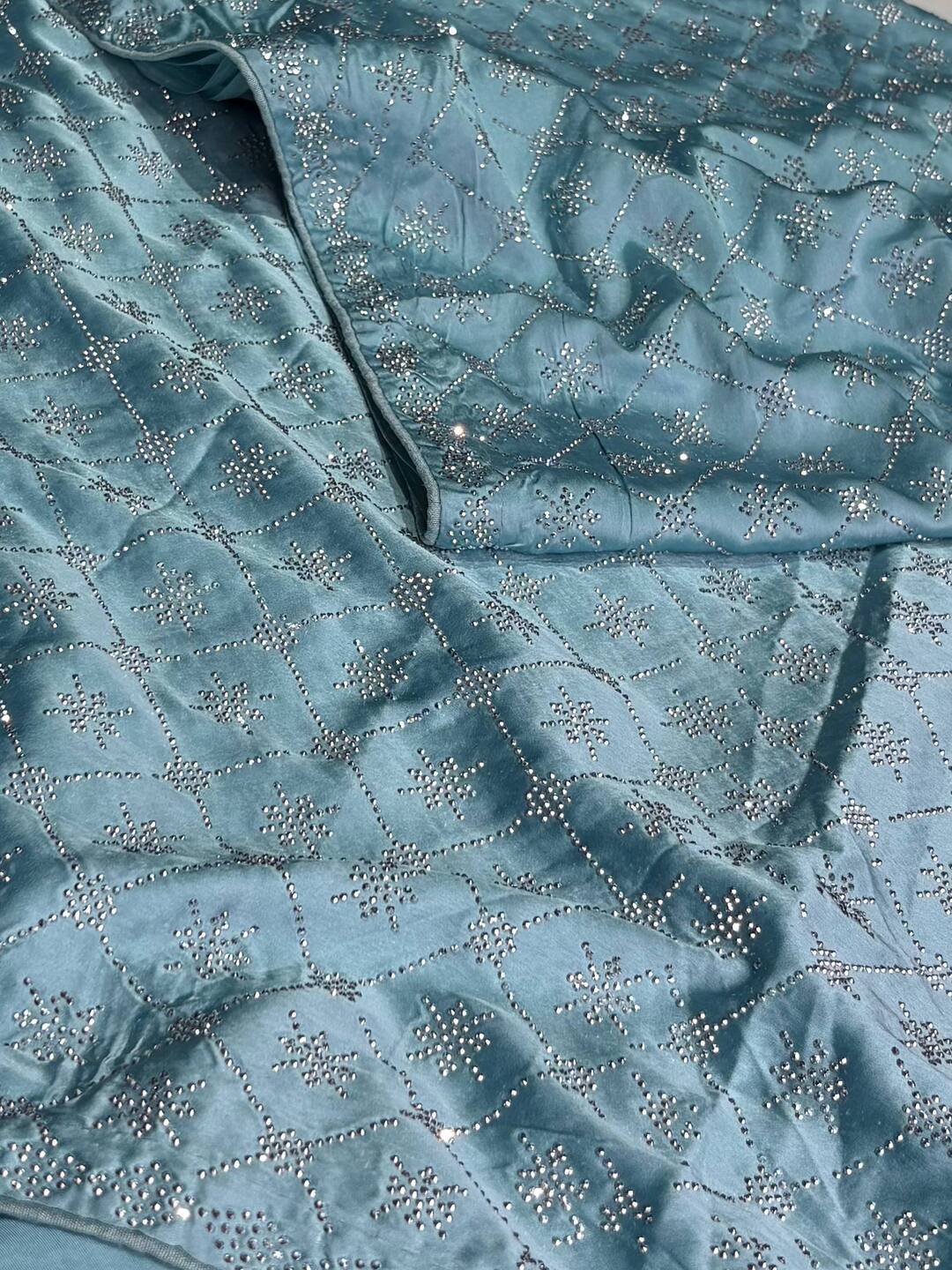 Turquoise Blue Georgette saree