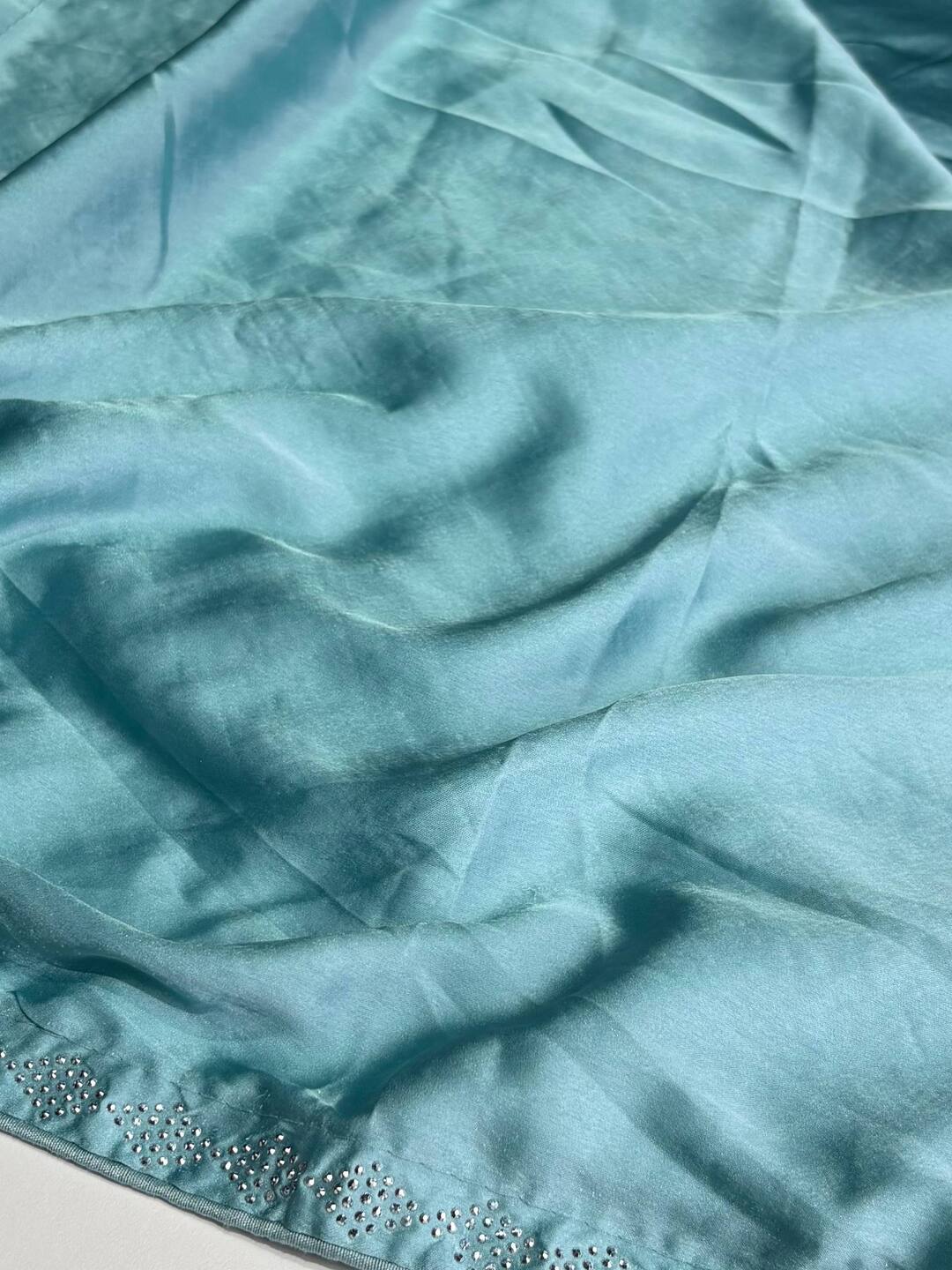 Turquoise Blue Georgette saree