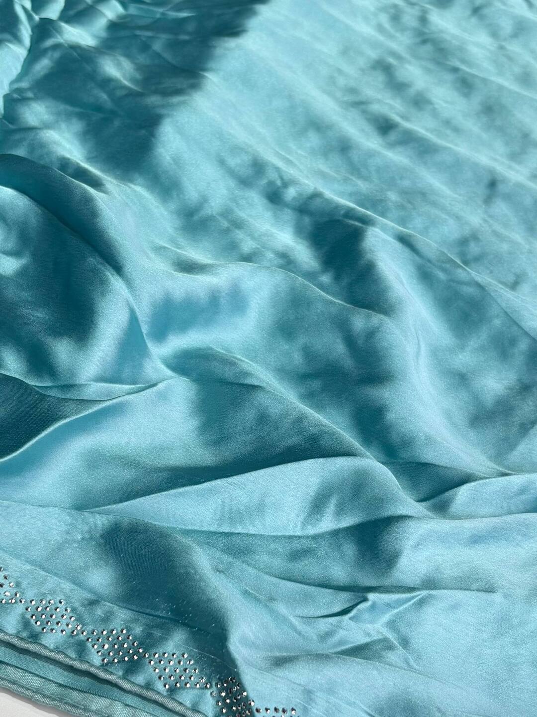 Turquoise Blue Georgette saree