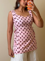 Baby Pink Handblock Cotton Top