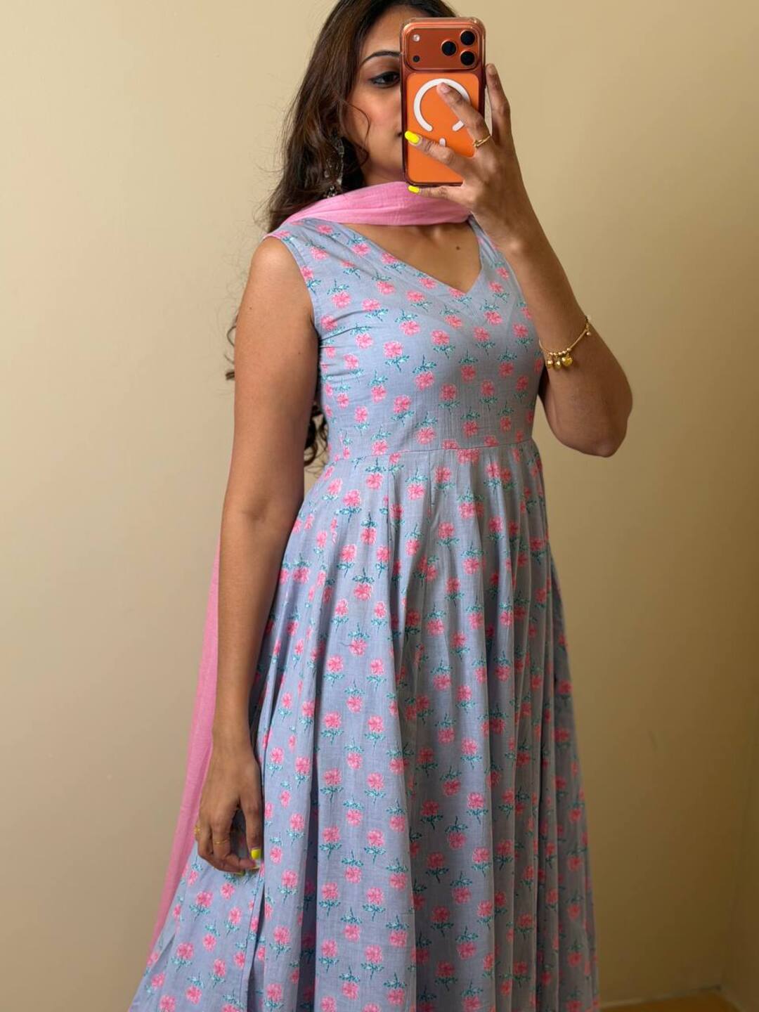 Pastel Purple Soft Cotton Anarkali 3pcs Suit