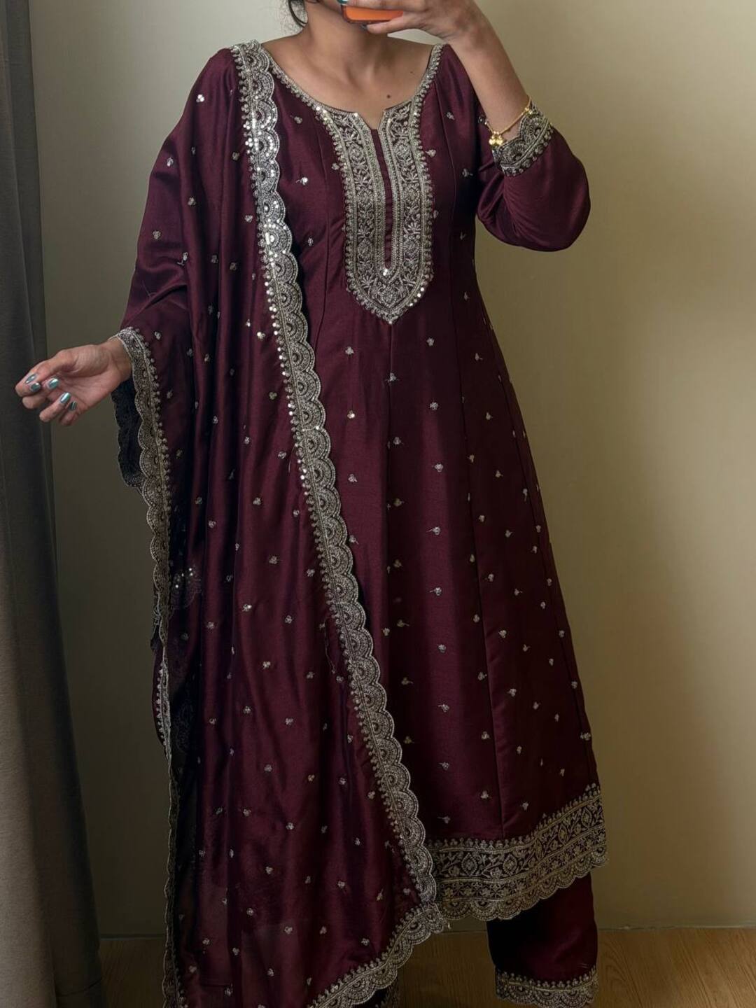 Royal Purple 3pc Anarkali Suit