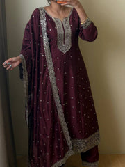 Royal Purple 3pc Anarkali Suit