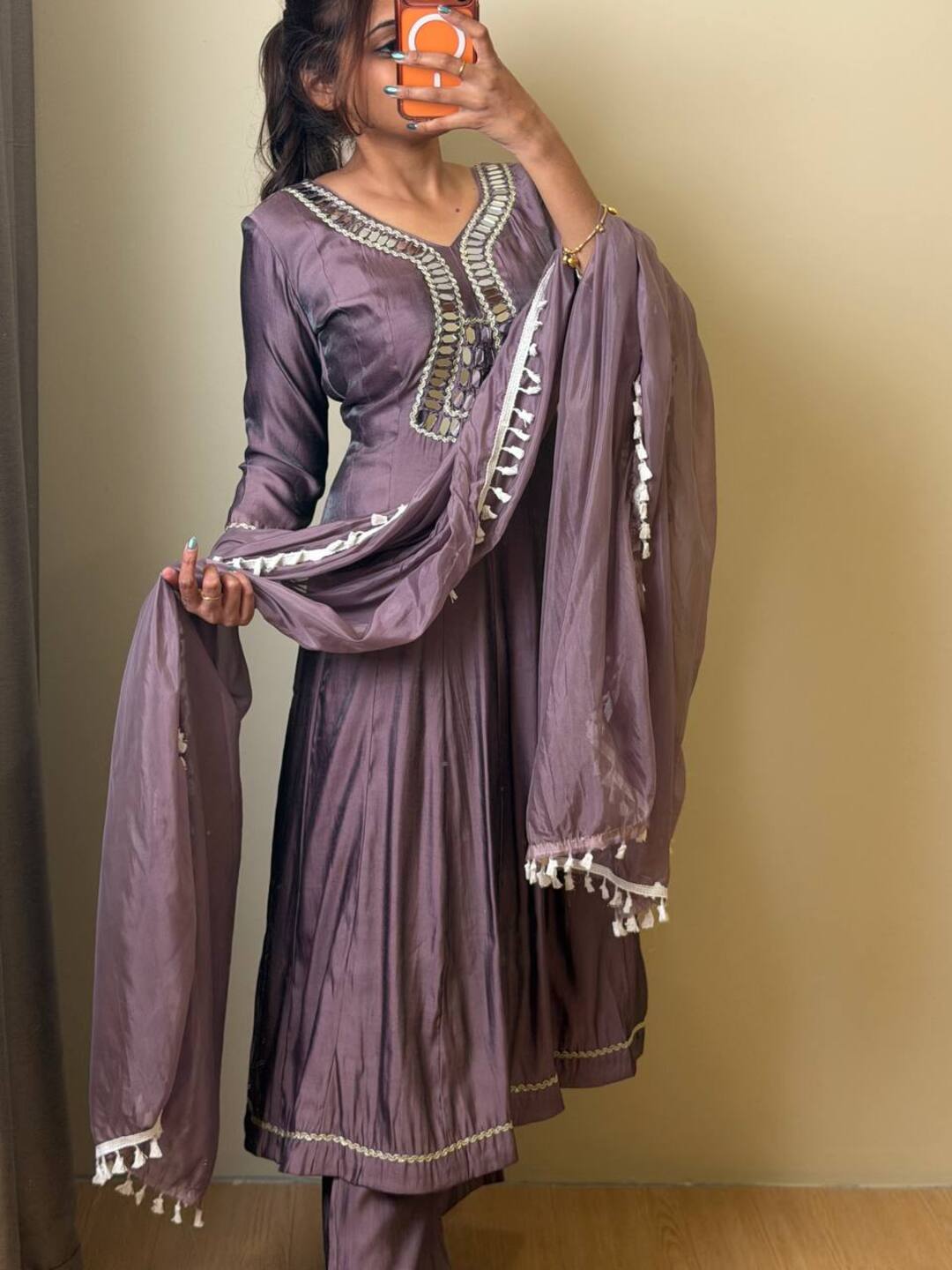 Lavender Purple 3pc Anarkali Suit