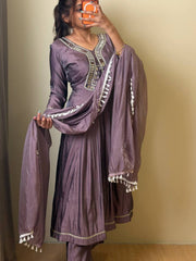 Lavender Purple 3pc Anarkali Suit